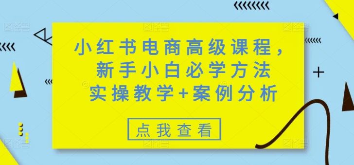 小红书电商高级课程,新手小白必学方法,实操教学+案例分析插图 小红书电商高级课程,新手小白必学方法,实操教学+案例分析