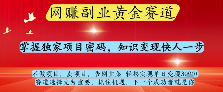 网创副业黄全赛道,掌握独家项目密码,知识变现快人一步,告别韭菜轻松实现单日变现1k+【揭秘】插图 网创副业黄全赛道,掌握独家项目密码,知识变现快人一步,告别韭菜轻松实现单日变现1k+【揭秘】