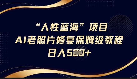 人性蓝海AI老照片修复项目保姆级教程,长期复购,轻松日入5张插图 人性蓝海AI老照片修复项目保姆级教程,长期复购,轻松日入5张