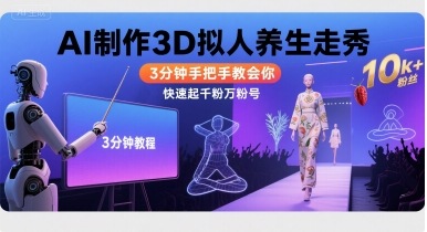 Ai制作3D拟人养生走秀,3分钟手把手教会你,快速起千粉万粉号插图 Ai制作3D拟人养生走秀,3分钟手把手教会你,快速起千粉万粉号