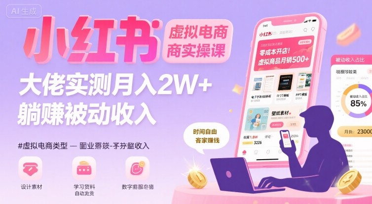 小红书虚拟电商,大佬实测月入2W+,实现被动收入插图 小红书虚拟电商,大佬实测月入2W+,实现被动收入