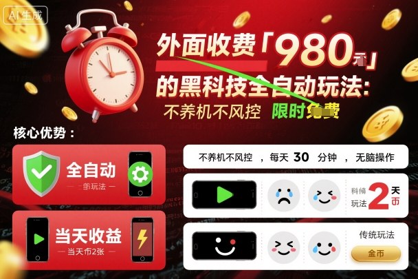 外面收费980的黑科技全自动玩法,不养机不风控,每天30分钟,无脑操作,当天收益2张【揭秘】插图 外面收费980的黑科技全自动玩法,不养机不风控,每天30分钟,无脑操作,当天收益2张【揭秘】
