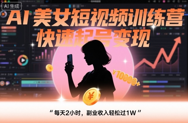 AI美女短视频训练营,快速起号变现,每天2小时,副业收入轻松过1W插图 AI美女短视频训练营,快速起号变现,每天2小时,副业收入轻松过1W