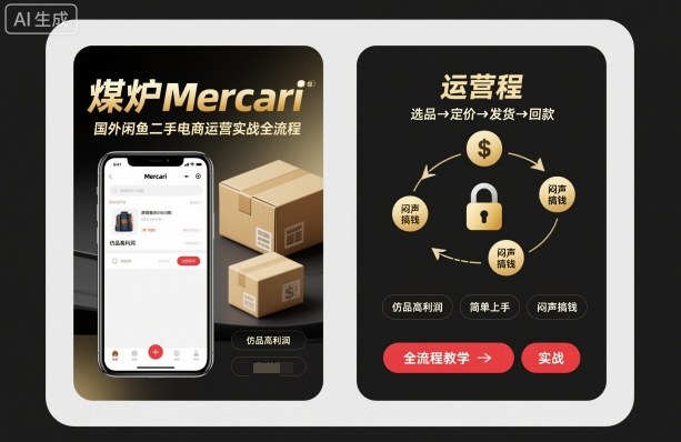 煤炉Mercari国外闲鱼二手电商运营实战全流程,仿品高利润,简单上手,闷声搞钱插图 煤炉Mercari国外闲鱼二手电商运营实战全流程,仿品高利润,简单上手,闷声搞钱