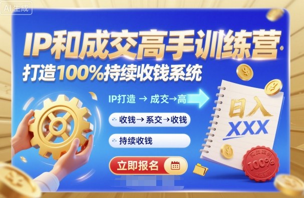 带你成为IP和成交高手的训练营,打造100%持续收钱系统插图 带你成为IP和成交高手的训练营,打造100%持续收钱系统