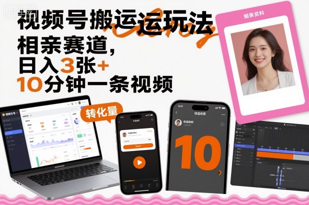 视频号搬运玩法,相亲赛道,日入3张+,10分钟一条视频插图 视频号搬运玩法,相亲赛道,日入3张+,10分钟一条视频
