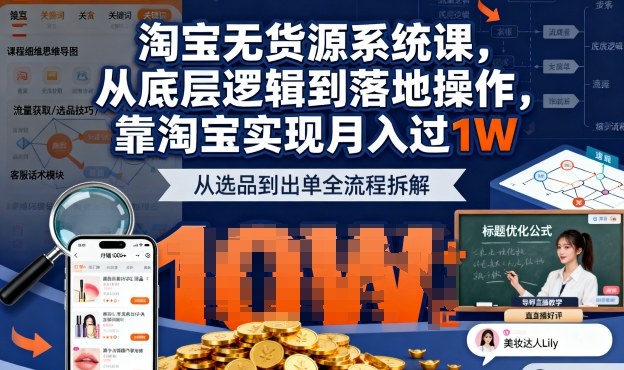 2025最新淘宝无货源系统课,从底层逻辑到落地操作,靠淘宝实现月入过1W插图 2025最新淘宝无货源系统课,从底层逻辑到落地操作,靠淘宝实现月入过1W