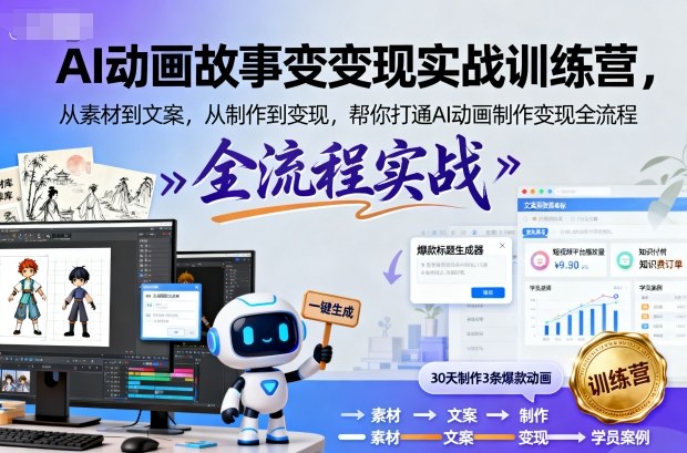 AI动画故事变现实战训练营,从素材到文案,从制作到变现,帮你打通AI动画制作变现全流程插图 AI动画故事变现实战训练营,从素材到文案,从制作到变现,帮你打通AI动画制作变现全流程