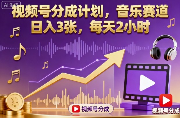 视频号分成计划,音乐赛道,日入3张,每天2小时插图 视频号分成计划,音乐赛道,日入3张,每天2小时