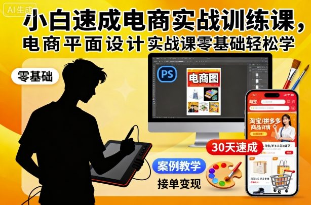 小白速成电商实战训练课,电商平面设计实战课零基础轻松学插图 小白速成电商实战训练课,电商平面设计实战课零基础轻松学