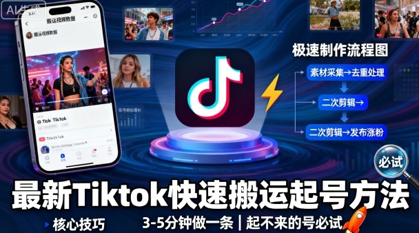 最新Tiktok快速搬运快速起号方法,3-5分钟做一条,起不来的号可以试试插图 最新Tiktok快速搬运快速起号方法,3-5分钟做一条,起不来的号可以试试