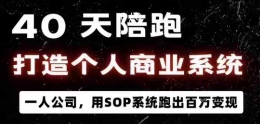 40天陪跑打造个人商业系统,一人公司,用SOP系统跑出百W变现插图 40天陪跑打造个人商业系统,一人公司,用SOP系统跑出百W变现