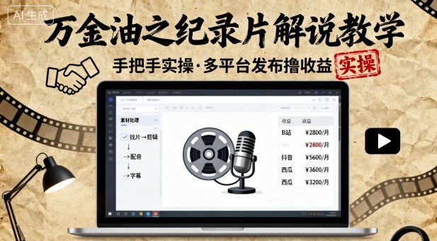万金油之纪录片解说教学,手把手教你,完全实操,多平台发布撸收益插图 万金油之纪录片解说教学,手把手教你,完全实操,多平台发布撸收益