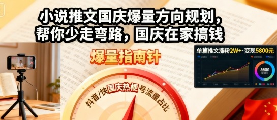 小说推文国庆爆量方向规划,帮你少走弯路,国庆在家搞钱插图 小说推文国庆爆量方向规划,帮你少走弯路,国庆在家搞钱