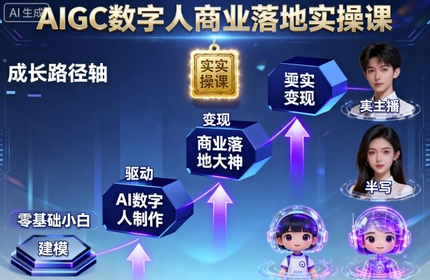 AIGC数字人商业落地实操课,从零基础小白到AI数字人大神插图 AIGC数字人商业落地实操课,从零基础小白到AI数字人大神