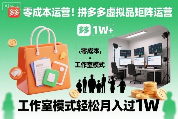 零成本运营!拼多多虚拟品矩阵运营,工作室模式轻松月入过1W插图 零成本运营!拼多多虚拟品矩阵运营,工作室模式轻松月入过1W
