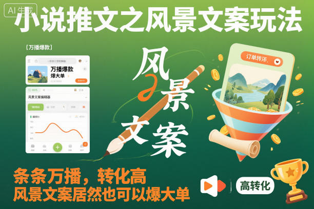 小说推文之风景文案玩法,条条万播,转化高,风景文案居然也可以爆大单!插图 小说推文之风景文案玩法,条条万播,转化高,风景文案居然也可以爆大单!