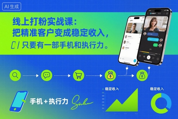 线上打粉实战课:把精准客户变成稳定收入,只要有一部手机和执行力插图 线上打粉实战课:把精准客户变成稳定收入,只要有一部手机和执行力
