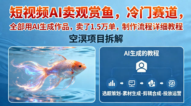 短视频AI卖观赏鱼,冷门赛道,全部用AI生成作品,卖了1.5W单,制作流程详细教程插图 短视频AI卖观赏鱼,冷门赛道,全部用AI生成作品,卖了1.5W单,制作流程详细教程