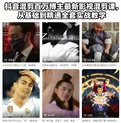 抖音混剪百万博主最新影视混剪课,从基础到精通全套实战教学插图 抖音混剪百万博主最新影视混剪课,从基础到精通全套实战教学