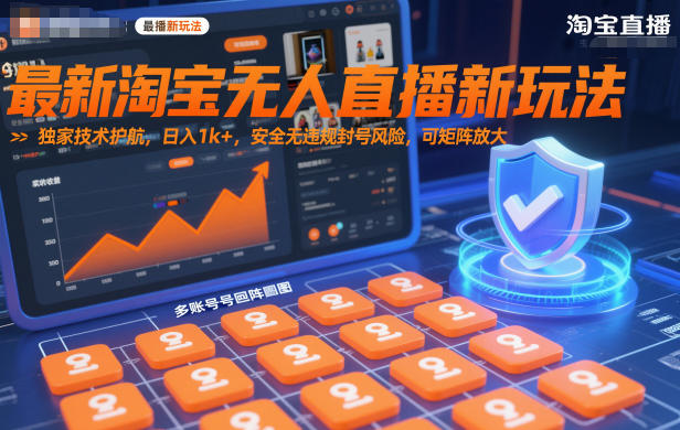 最新淘宝无人直播新玩法,独家技术护航,日入1k+,安全无违规封号风险,可矩阵放大【揭秘】插图 最新淘宝无人直播新玩法,独家技术护航,日入1k+,安全无违规封号风险,可矩阵放大【揭秘】