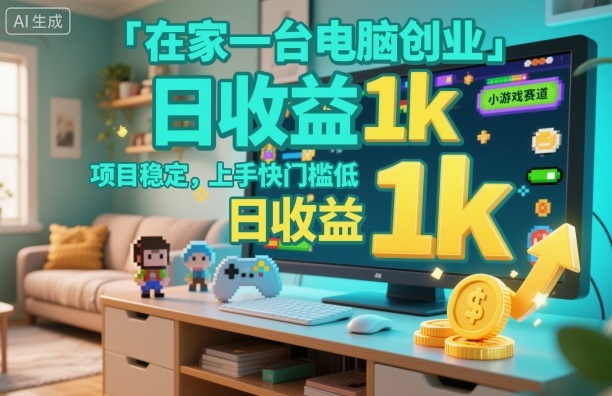 在家一台电脑创业,小游戏赛道,项目稳定,上手快门槛低,日收益1k+【揭秘】插图 在家一台电脑创业,小游戏赛道,项目稳定,上手快门槛低,日收益1k+【揭秘】