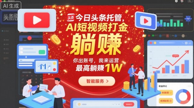 今日头条托管,AI短视频打金,你出账号,我来运营,最高躺賺1W【揭秘】插图 今日头条托管,AI短视频打金,你出账号,我来运营,最高躺賺1W【揭秘】