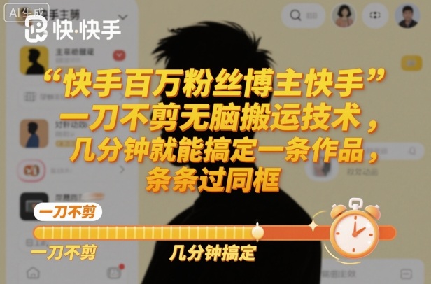 快手百万粉丝博主快手一刀不剪无脑搬运技术,几分钟就能搞定一条作品,条条过同框插图 快手百万粉丝博主快手一刀不剪无脑搬运技术,几分钟就能搞定一条作品,条条过同框