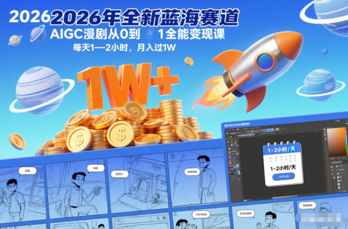 2026年全新蓝海赛道AIGC漫剧从0到1全能变现课,每天1—2小时,月入过1W插图 2026年全新蓝海赛道AIGC漫剧从0到1全能变现课,每天1—2小时,月入过1W