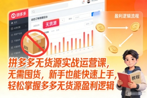 拼多多无货源实战运营课,无需囤货,新手也能快速上手,轻松掌握多多无货源盈利逻辑插图 拼多多无货源实战运营课,无需囤货,新手也能快速上手,轻松掌握多多无货源盈利逻辑