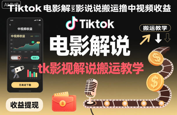 Tiktok电影解说搬运撸中视频收益,tk影视解说搬运教学插图 Tiktok电影解说搬运撸中视频收益,tk影视解说搬运教学