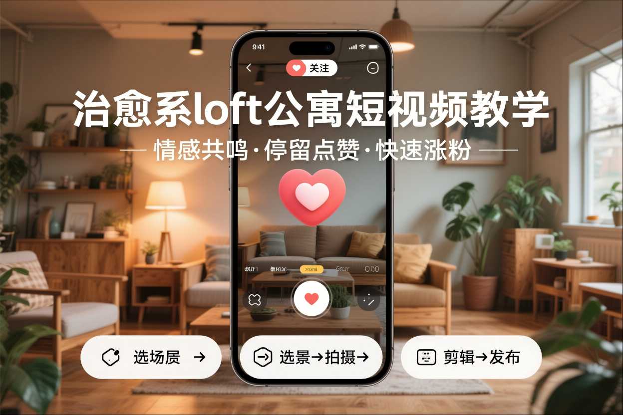 治愈系loft公寓短视频制作教学,情感共鸣引停留点赞关注,快速起号涨粉插图 治愈系loft公寓短视频制作教学,情感共鸣引停留点赞关注,快速起号涨粉