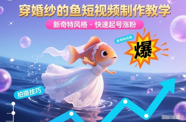 穿婚纱的鱼短视频制作教学,新奇特风格,快速起号涨粉插图 穿婚纱的鱼短视频制作教学,新奇特风格,快速起号涨粉