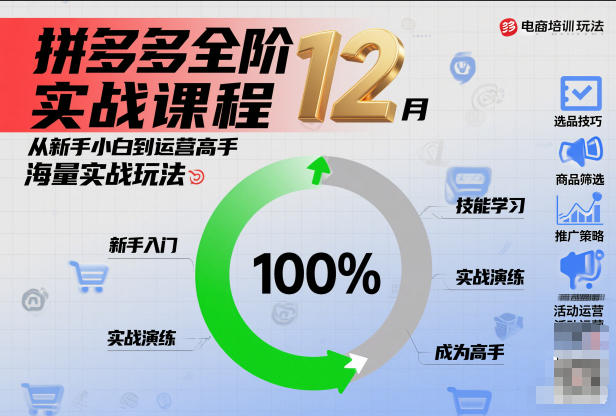 拼多多全阶实战课程12月,从新手小白到运营高手,海量实战玩法插图 拼多多全阶实战课程12月,从新手小白到运营高手,海量实战玩法