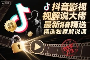 抖音影视解说大佬最新抖音进精选和独家方法，精选独家解说课（更新12月）