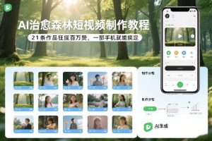 AI治愈森林短视频制作教程，21条作品狂揽百万赞，一部手机就能搞定