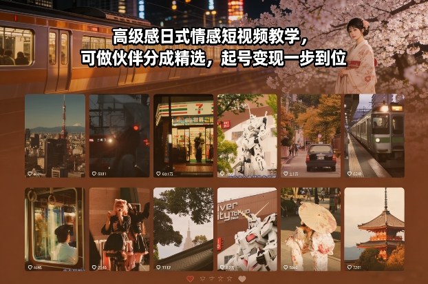 高级感日式情感短视频教学,可做伙伴分成精选,起号变现一步到位插图 高级感日式情感短视频教学,可做伙伴分成精选,起号变现一步到位