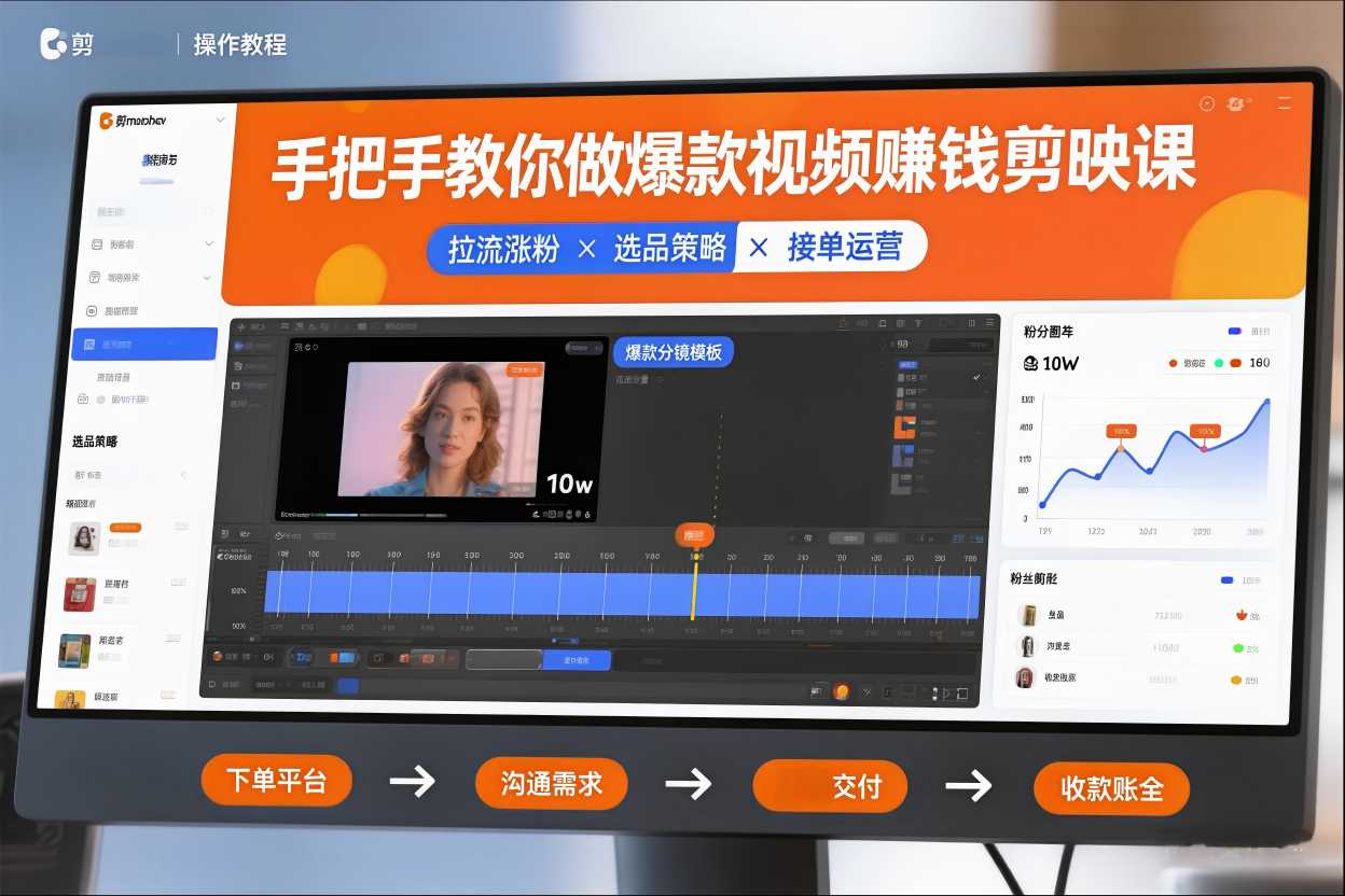 手把手教你做爆款视频赚钱剪映课,手把手教学拉流涨粉、选品策略和接单运营插图 手把手教你做爆款视频赚钱剪映课,手把手教学拉流涨粉、选品策略和接单运营(更新2026)