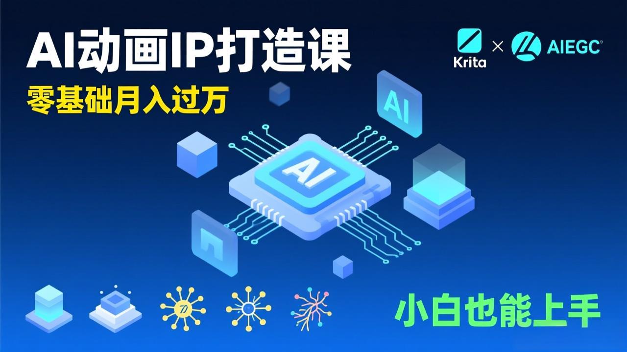 AI动画新手变现课,Krita+AIGC、模型训练、商单资源,零基础月入过万,小白也能上手