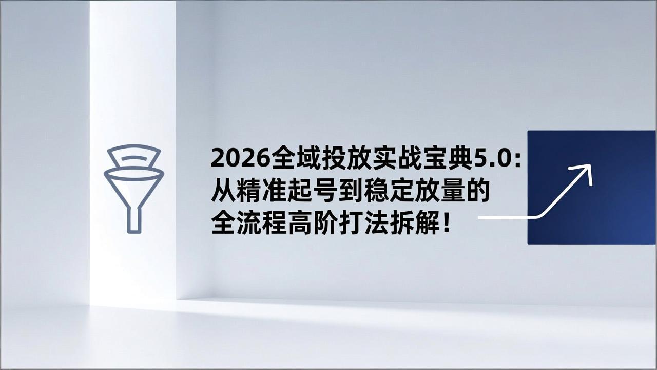 2026全域投放实战宝典5.0:从精准起号到稳定放量的全流程高阶打法拆解!插图 2026全域投放实战宝典5.0:从精准起号到稳定放量的全流程高阶打法拆解!插图