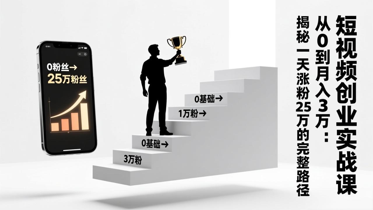 短视频创业实战课:从0到月入3万:揭秘一天涨粉25万的完整路径插图 短视频创业实战课:从0到月入3万:揭秘一天涨粉25万的完整路径插图