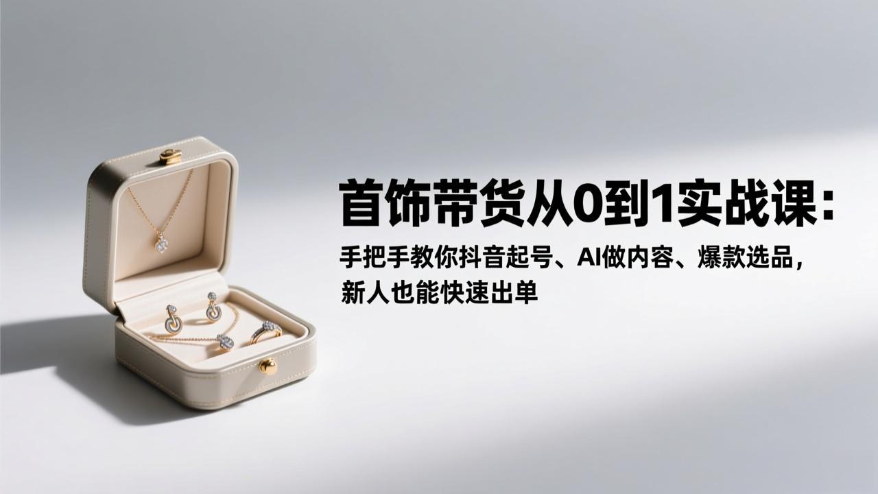 首饰带货从0到1实战课:手把手教你抖音起号、AI做内容、爆款选品,新人也能快速出单插图 首饰带货从0到1实战课:手把手教你抖音起号、AI做内容、爆款选品,新人也能快速出单插图