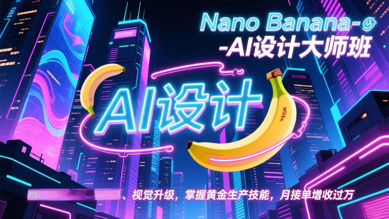 Nano Banana-AI设计大师班,修图合成、广告创作、视觉升级,掌握黄金生产技能,月接单增收过万插图 Nano Banana-AI设计大师班,修图合成、广告创作、视觉升级,掌握黄金生产技能,月接单增收过万插图