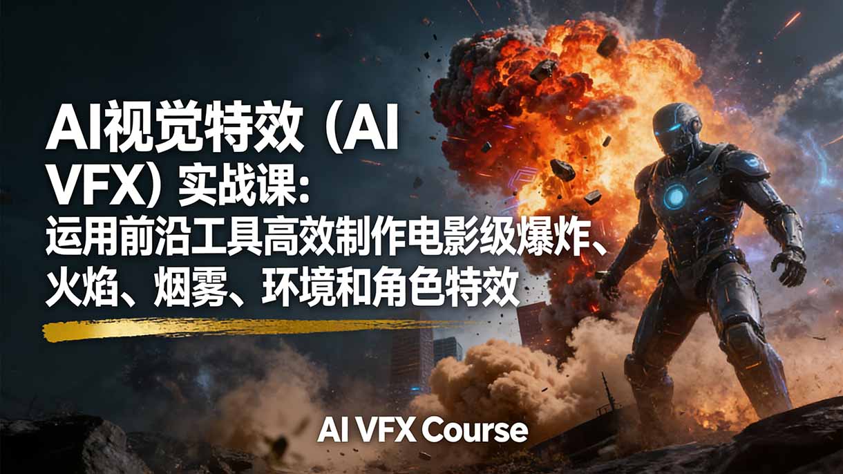 AI视觉特效(AI VFX)实战课:运用前沿工具高效制作电影级爆炸、火焰、烟雾、环境和角色特效插图 AI视觉特效(AI VFX)实战课:运用前沿工具高效制作电影级爆炸、火焰、烟雾、环境和角色特效插图