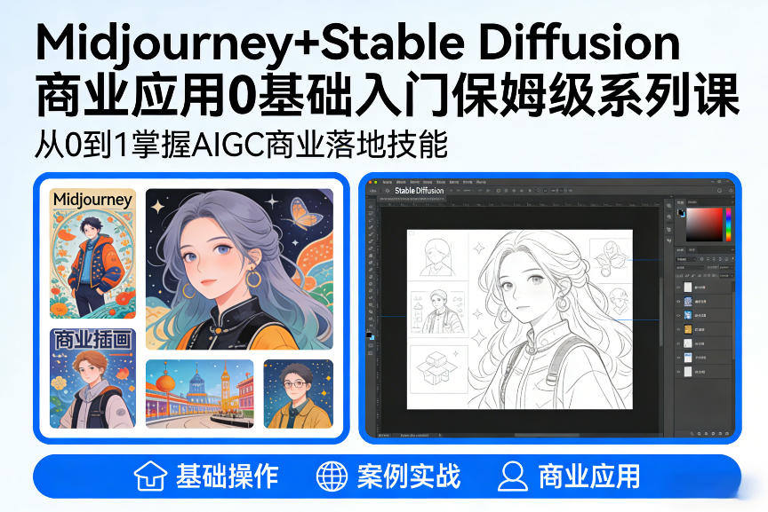 AIGC商业应用Midjourney+Stable Diffusion教程,0基础入门保姆级系列课插图 AIGC商业应用Midjourney+Stable Diffusion教程,0基础入门保姆级系列课