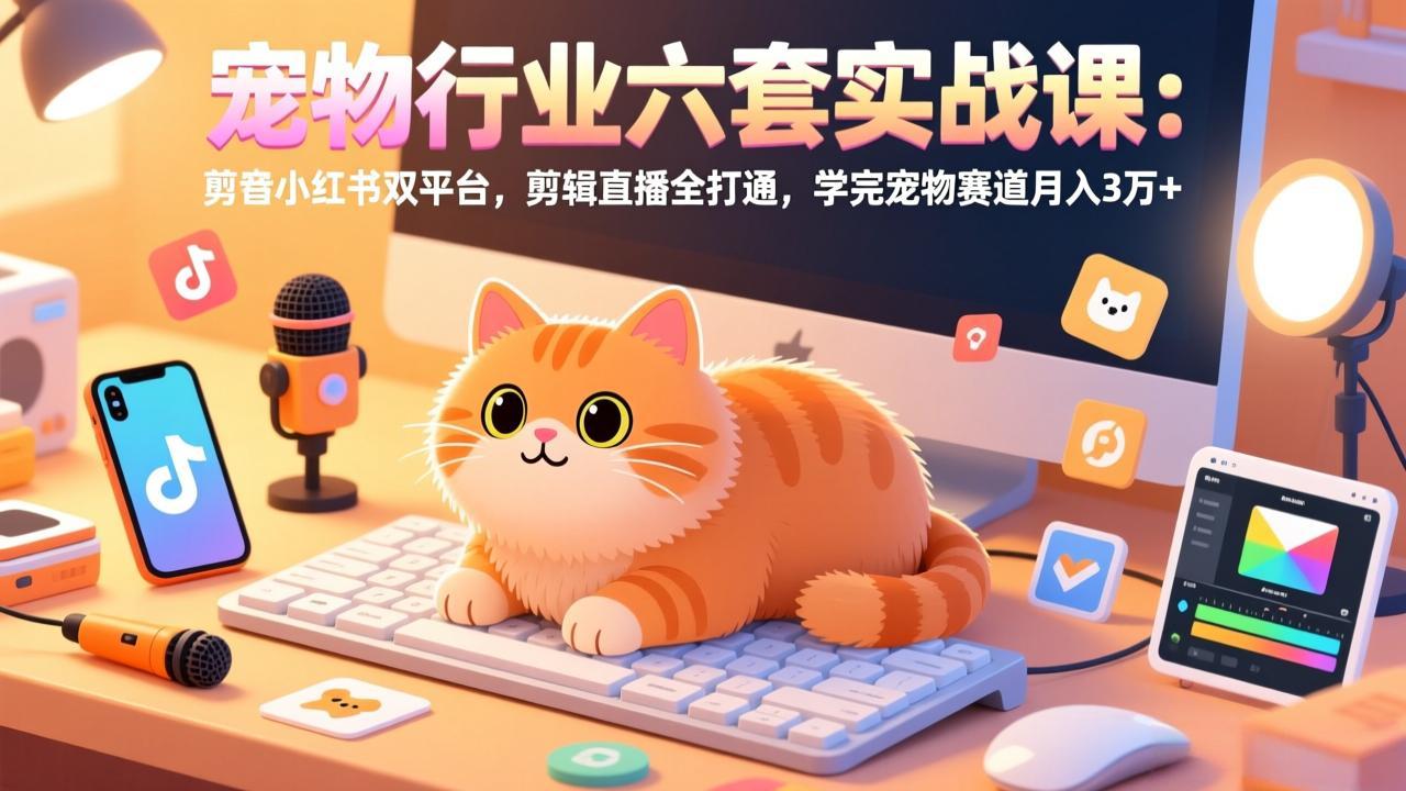 宠物行业六套实战课:抖音小红书双平台,剪辑直播全打通,学完宠物赛道月入3万+插图 宠物行业六套实战课:抖音小红书双平台,剪辑直播全打通,学完宠物赛道月入3万+插图