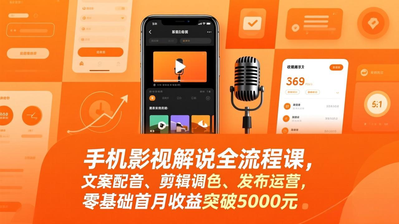 手机影视解说全流程课,文案配音、剪辑调色、发布运营,零基础首月收益突破5000元插图 手机影视解说全流程课,文案配音、剪辑调色、发布运营,零基础首月收益突破5000元插图