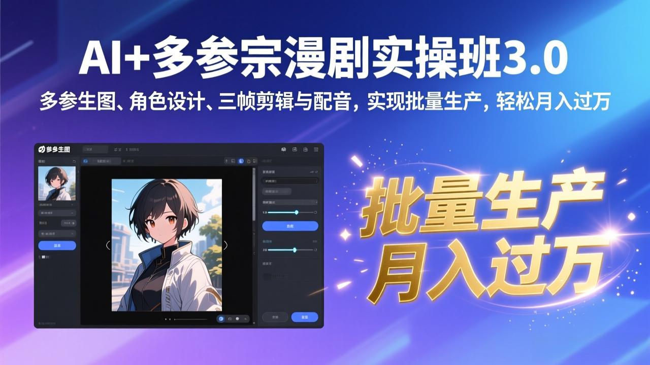 AI+多参宗漫剧实操班3.0:多参生图、角色设计、三帧剪辑与配音,实现批量生产,轻松月入过万插图 AI+多参宗漫剧实操班3.0:多参生图、角色设计、三帧剪辑与配音,实现批量生产,轻松月入过万插图