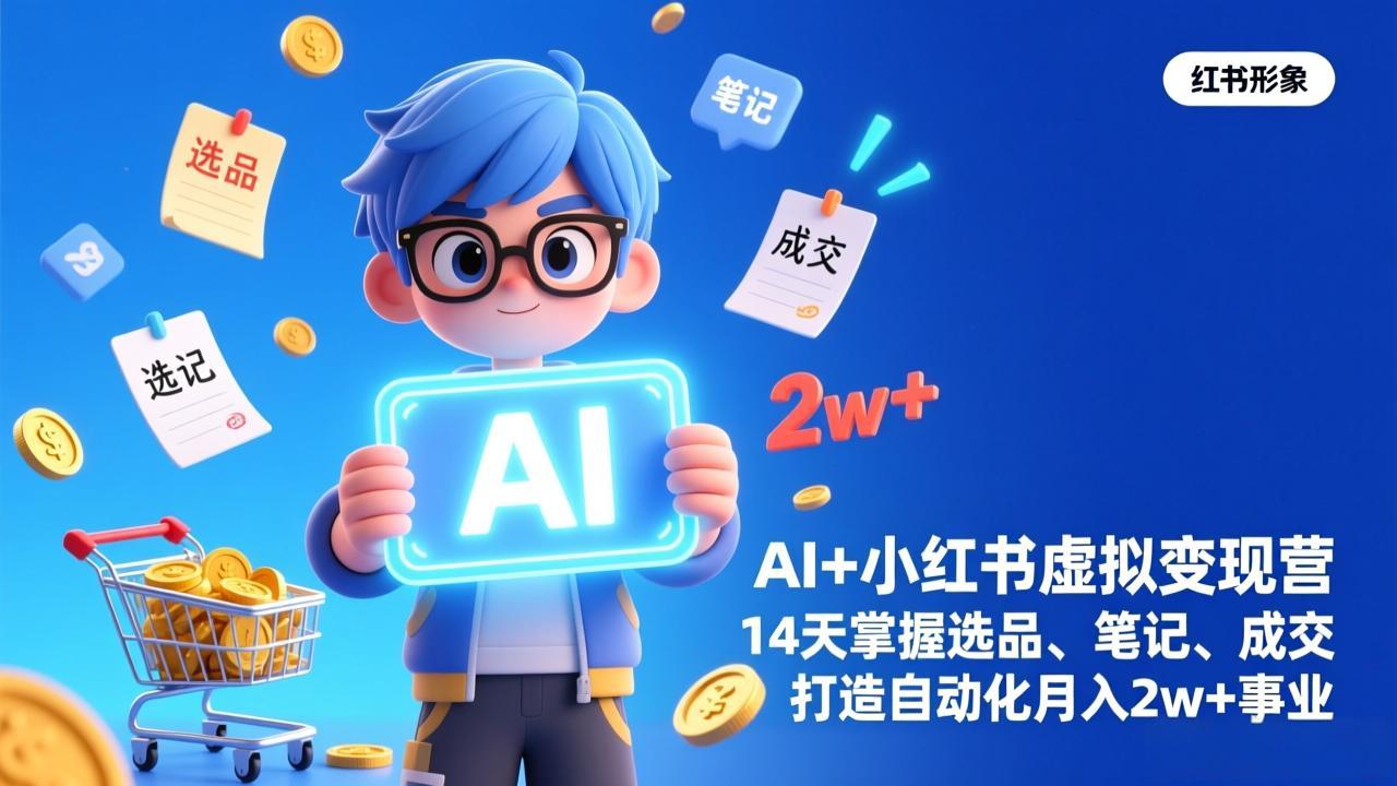 AI+小红书虚拟变现营(完结),14天掌握选品、笔记、成交,打造自动化月入2w+事业插图 AI+小红书虚拟变现营(完结),14天掌握选品、笔记、成交,打造自动化月入2w+事业插图