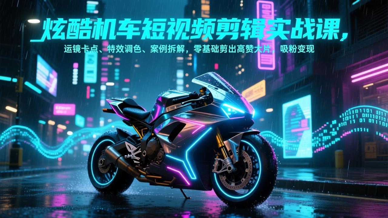 炫酷机车短视频剪辑实战课,运镜卡点、特效调色、案例拆解,零基础剪出高赞大片,吸粉变现插图 炫酷机车短视频剪辑实战课,运镜卡点、特效调色、案例拆解,零基础剪出高赞大片,吸粉变现插图